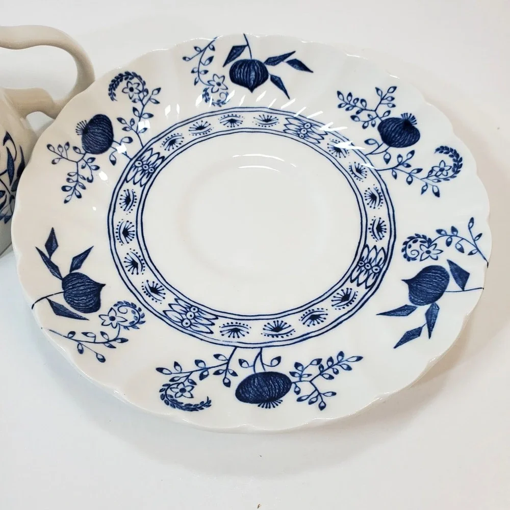 Vtg Johnson Bros England Ironstone Nordic Blue Onion Tea Coffee Cup and Saucer